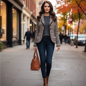 Vintage Italian Wool Cashmere Boucle Knit Womens Blazer Jacket M/L Y2K Coquette